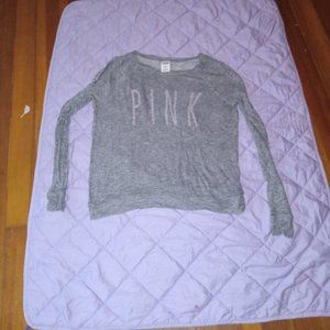 Ladies Gray Victoria Secret VS Longsleeved Knit Top PINK XS